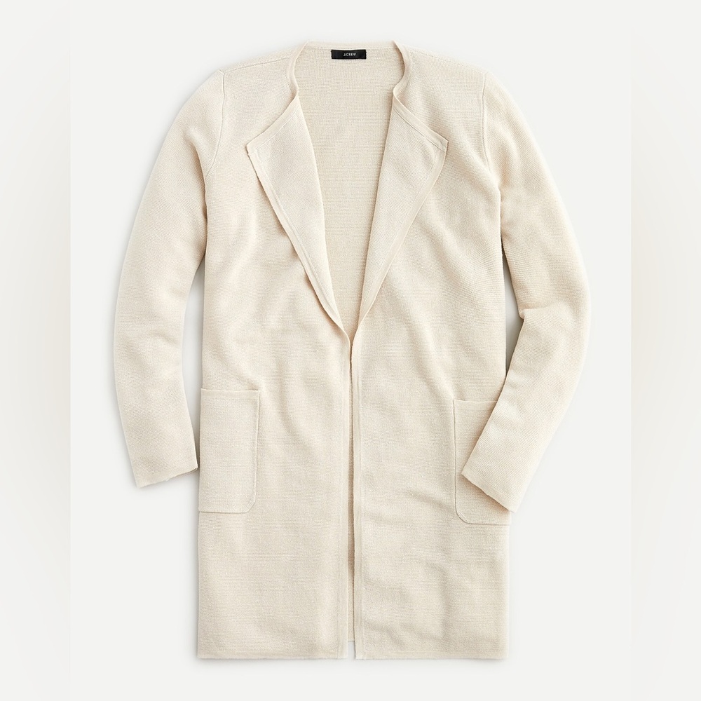 J. Crew Cream Juliette Collarless Sweater-Blazer in Linen Blend for Women
